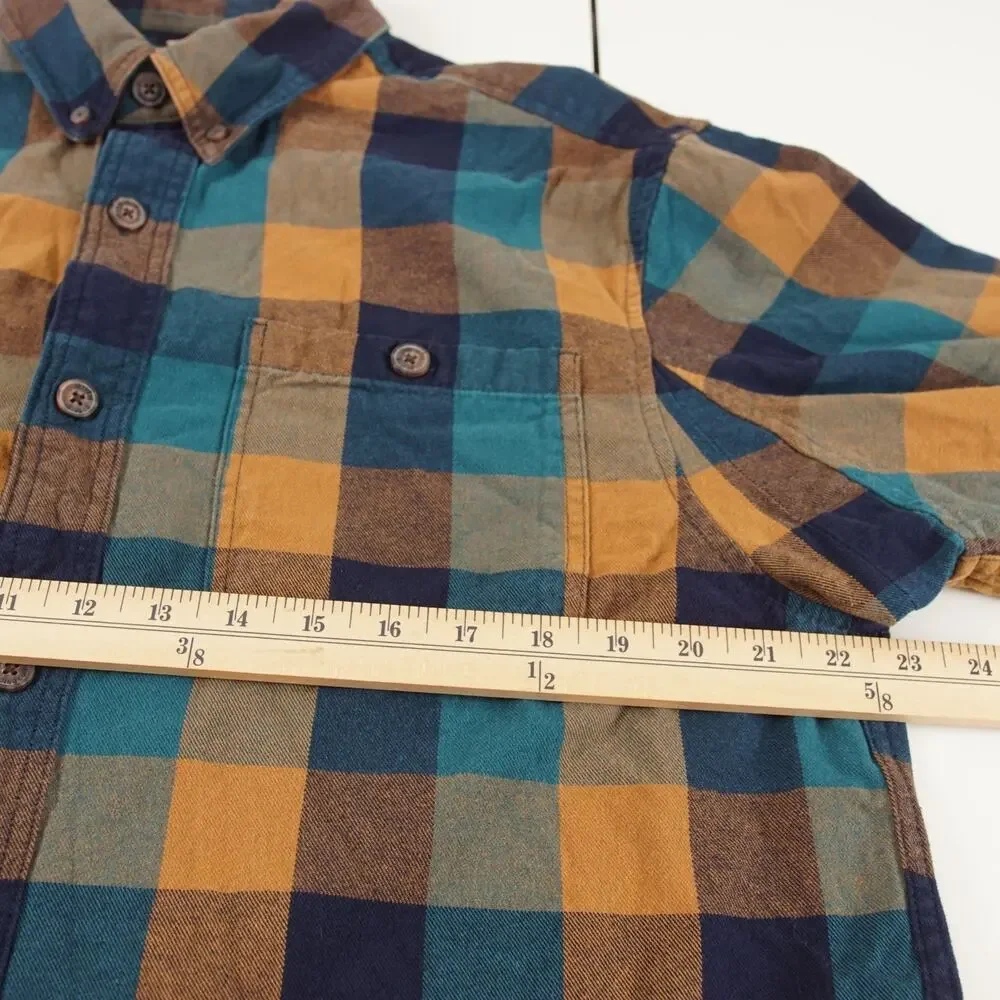 Duluth Free Swingin Flannel Relaxed Fit Long Sleeve Button Down Yellow Blue Sz M - Picture 3 of 7